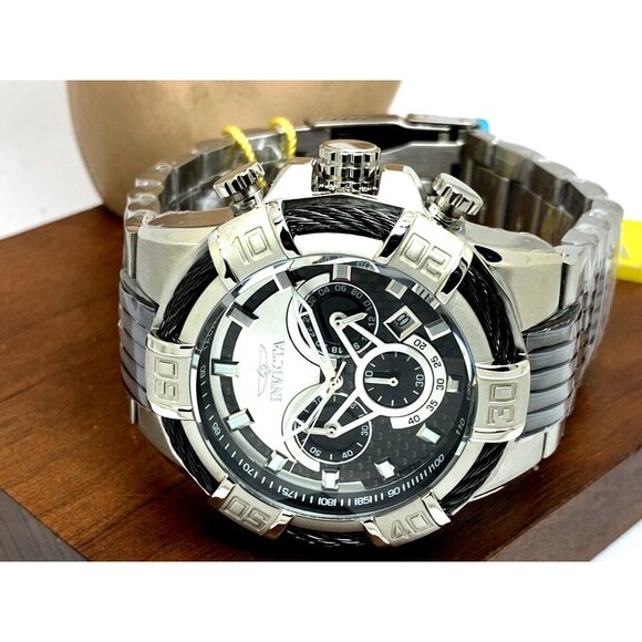 Invicta Men's Watch 29569 Bolt Quartz Chronograph Silver Black Stainless Steel - Picture 9 of 12